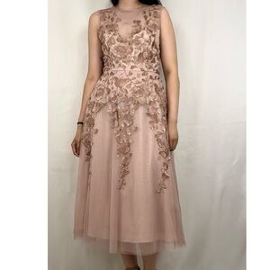 BCBGMaxAzria Rose Gold Dusty Pink Butterfly Embroidered Bridesmaid Dress